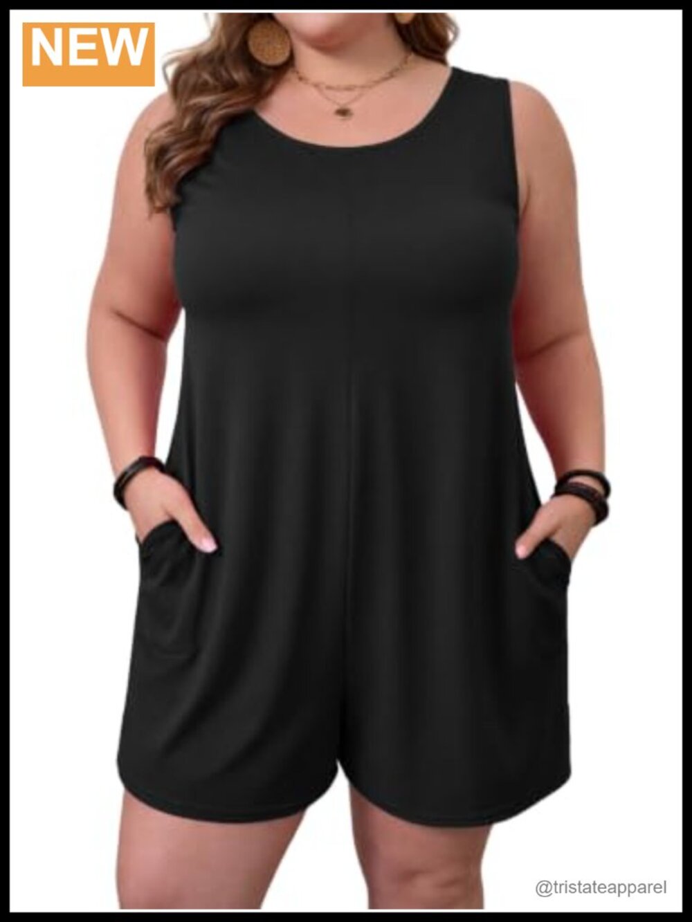 Plus Size Reversible Sleeveless Romper Wide Leg Pockets Loose Fit Casual Beach